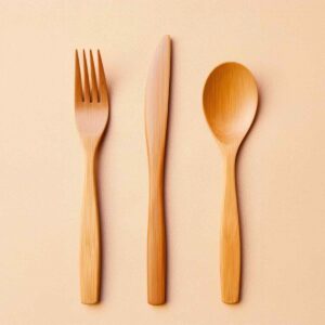 Cubiertos de Bambú Premium - Set de Tenedor, Cuchillo y Cuchara en Caja